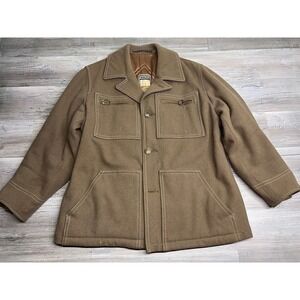 Vintage Mighty Mac Gloucester Mens Overcoat Short Length Woven Quilt Lined Sz 44